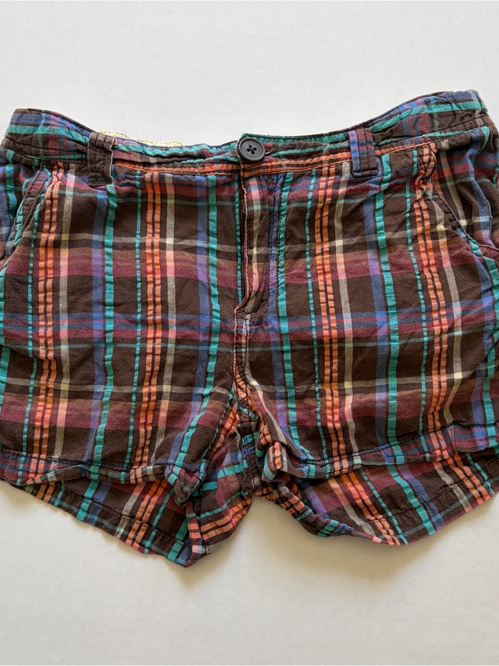Y2K Vintage Cherokee Cotton Low Rise Plaid Mini Shorts Brown Women’s 25 Girls L